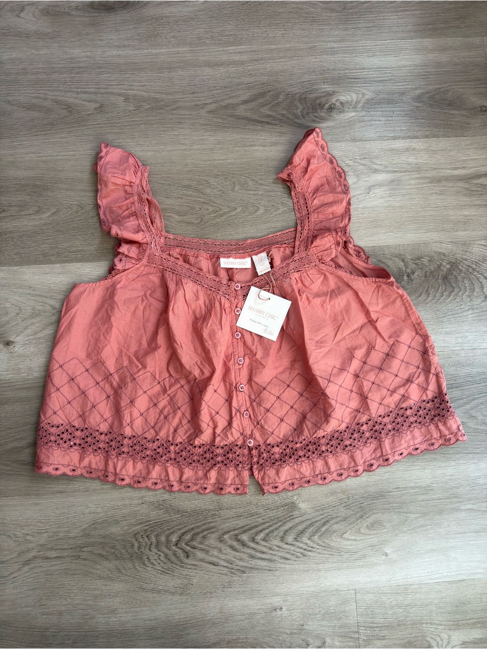 Shabby Chic 100% Cotton Lace Sleepwear Top Size Medium NWT